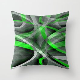 Eighties Lime Green On Grey Abstract Curve Pattern Throw Pillow