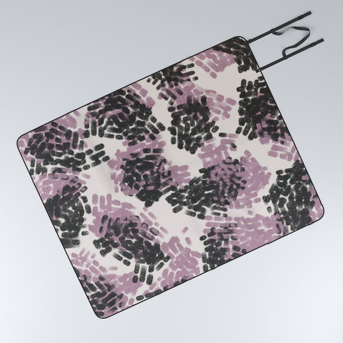 Pink black dabs pattern Picnic Blanket