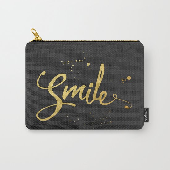 Gold Smile Quote Carry-All Pouch