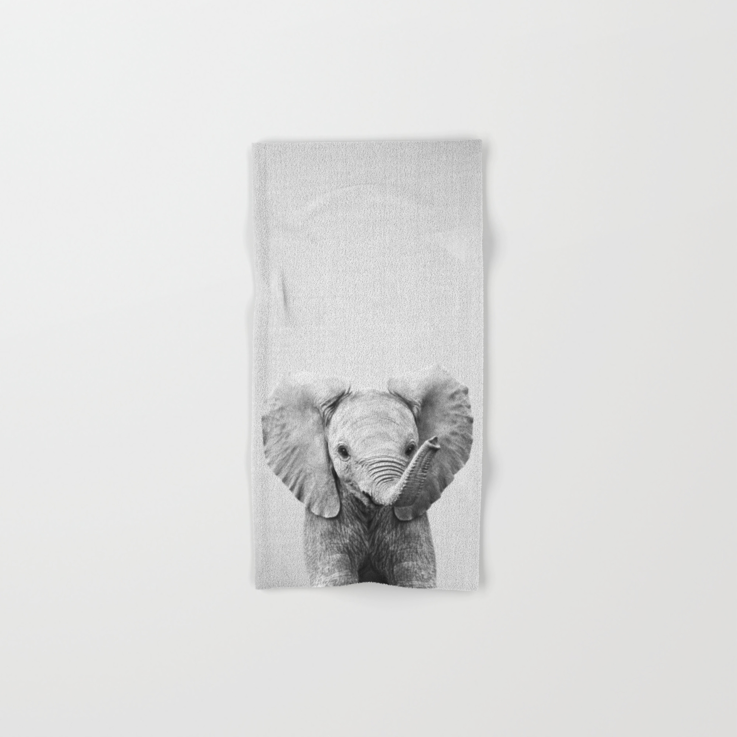 Baby Elephant - Black & White Hand & Bath Towel by Gal Design | Society6