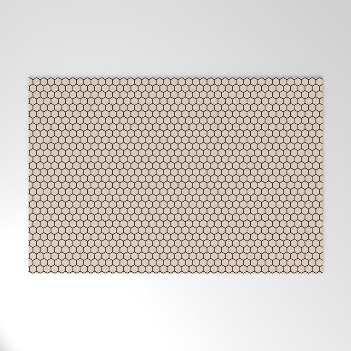 Rose Gold Black Honeycomb Pattern Welcome Mat