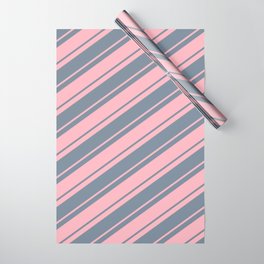 [ Thumbnail: Light Pink & Light Slate Gray Colored Lines Pattern Wrapping Paper ]