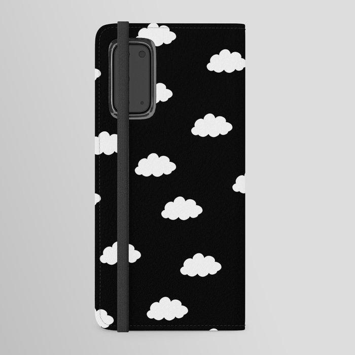 White clouds in black background Android Wallet Case