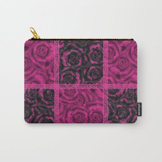Raspberry patchwork Roses. Carry-All Pouch