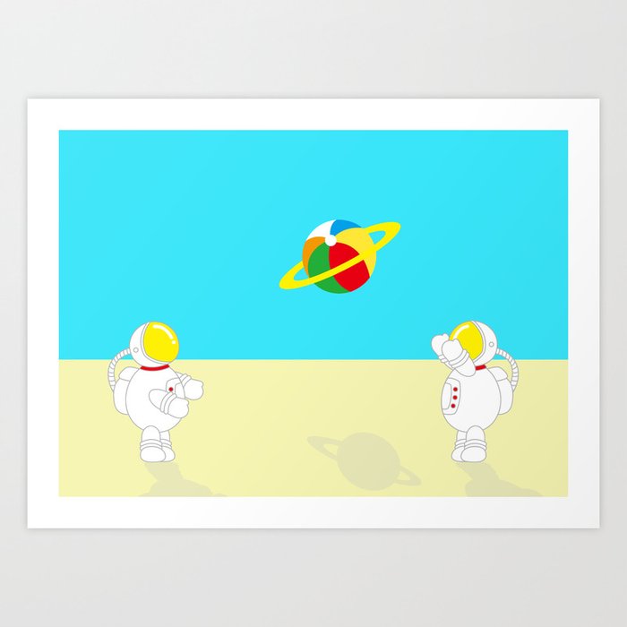 Space Odyssey | Astronaut Beach | Beach Ball | Summer | Sea | Seaside | Ocean | pulp of wood Art Print