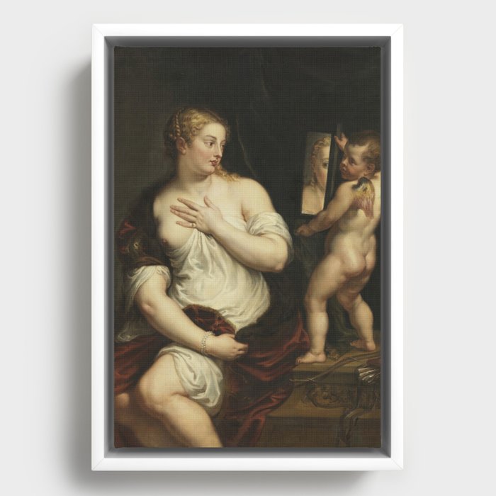 venus and cupid by rubens Framed Canvas