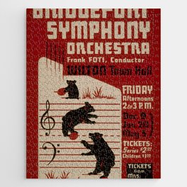 Federal Music Project Bridgeport - Retro Vintage Music Symphony Bears Jigsaw Puzzle