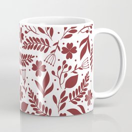 Red Floral Vine Pattern Coffee Mug