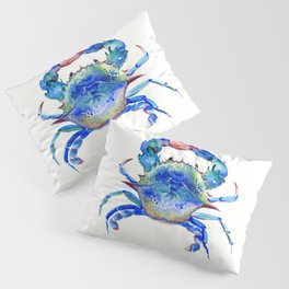 Blue Crab, crab restaurant seafood design art Pillow Sham