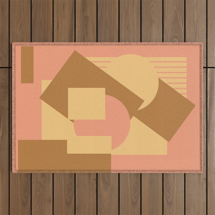  Geometrical abstract mash-up soft earth colors Outdoor Rug