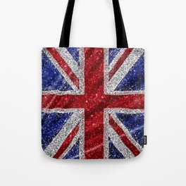 Glitter Union Jack Flag UK Tote Bag