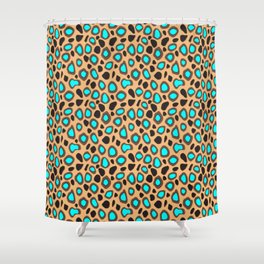 Teal Cheetah Shower Curtain