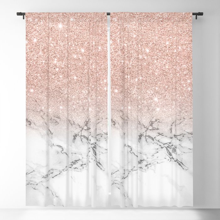 Modern Faux Rose Gold Pink Glitter, Rose Gold Curtains