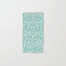 Detailed Floral Pattern in Teal and Cream Hand & Bath Towel