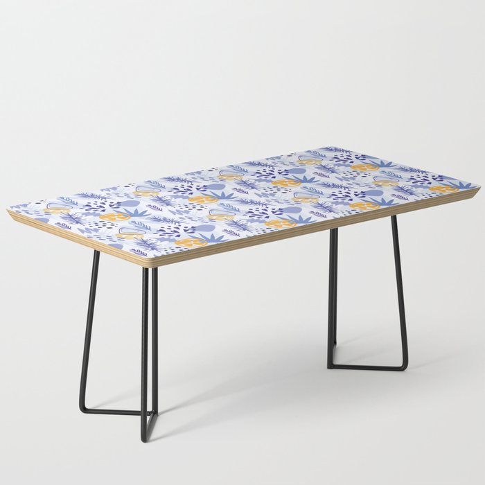 Winter blue leaves abstract pattern Coffee Table