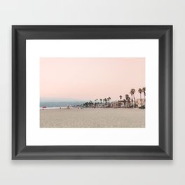 California Pink Beach Sunset Photography Framed Art Print