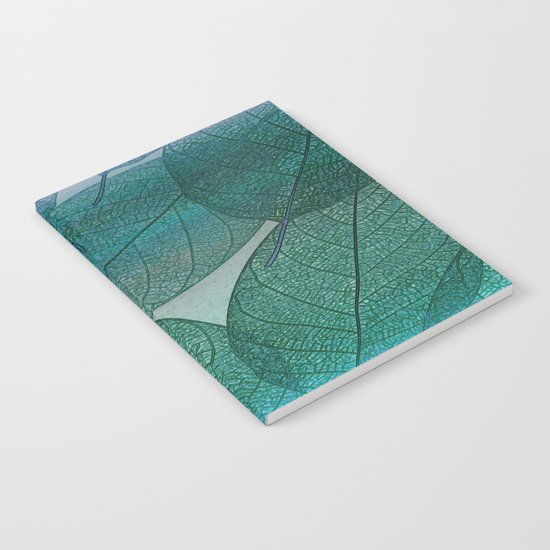 Painterly Green And Blue Leaf Abstract Notebook