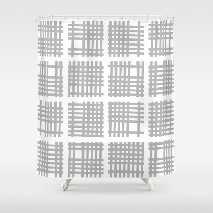 Mid Century Modern Abstract Squares Gray Shower Curtain By