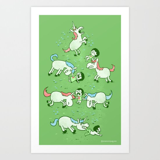 Angry Unicorns Art Print