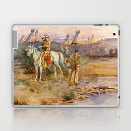 A Piegan Flirtation, 1896 by Charles Marion Russell Laptop Skin