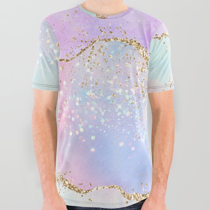 Rainbow Glitter Agate Texture 02 All Over Graphic Tee