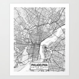 Philadelphia Map Wall Art Philly Poster Living Room Decor Philadelphia Print Pennsylvania Decor