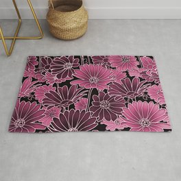 Pink Floral Pattern Area & Throw Rug