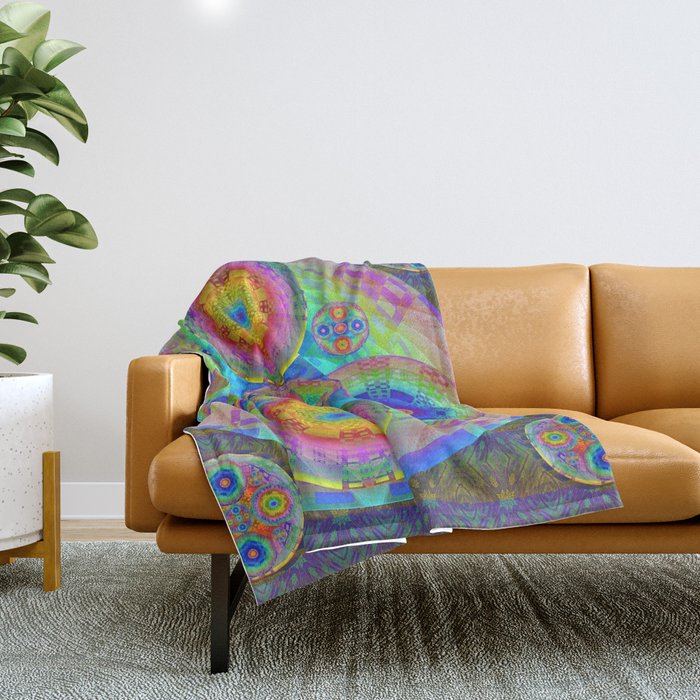 Wild Neon Orb Mandala Throw Blanket