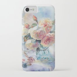 Elegant Yellow Roses and Seashells iPhone Case