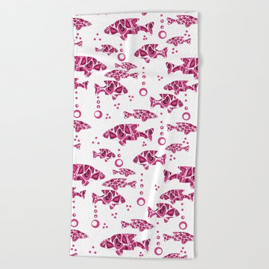 Raspberry pink fish. Beach Towel