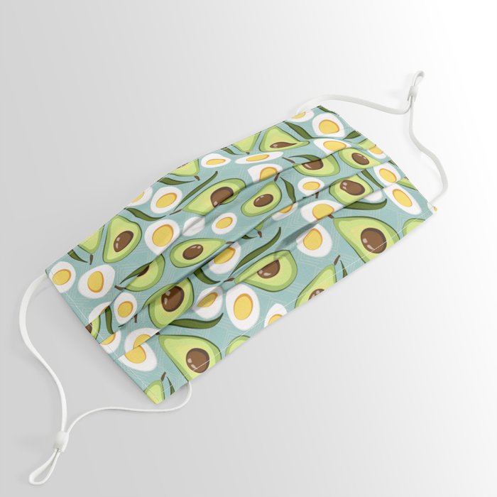 Cute Egg and Avocado Print Face Mask