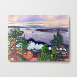 Edvard Munch - Train Smoke Metal Print | Painting, River, Trees, Mountain, Trend, Train, Trainsmoke, Homedecor, Expressionism, Chic 
