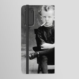 Smoking Boy with Chicken black and white photograph - photography - photographs Android Wallet Case