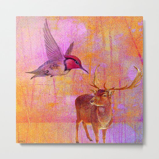 The loves platonic of the hummingbird and the deer Metal Print