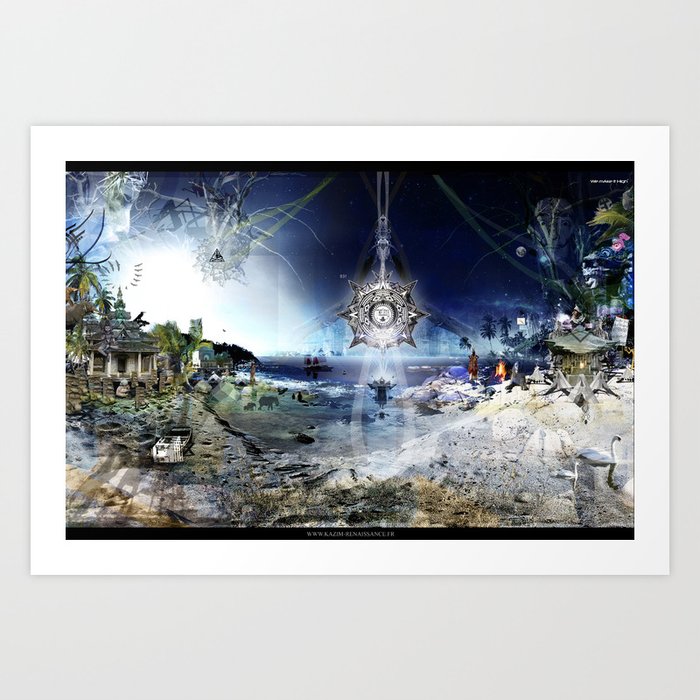 The City of Pyramids in the Night of Pan Art Print