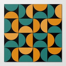 Mid century geometric pattern on black background 3 Canvas Print