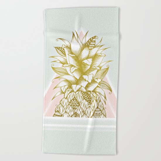 Golden Pineapple Beach Towel
