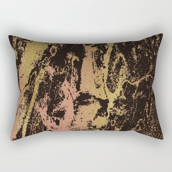 Rose gold & gold marbled Rectangular Pillow