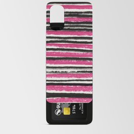 Horizontal pink and black striped pattern - handpainted Android Card Case