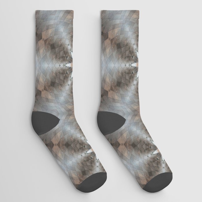 Warm Grey Delicate Mandala Socks
