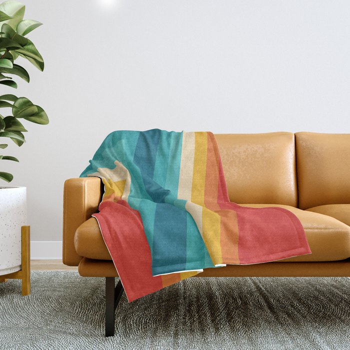 Colorful Retro Stripes  - 70s, 80s Abstract Design Throw Blanket