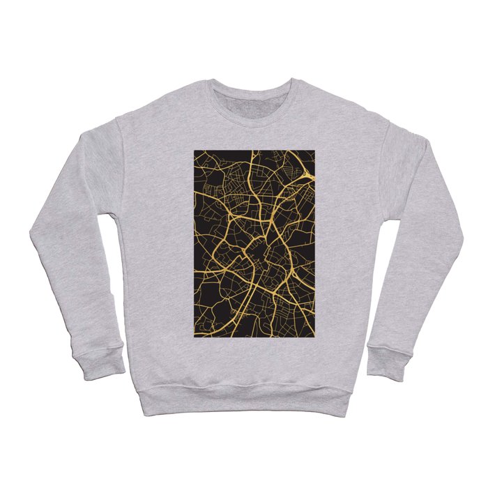 BIRMINGHAM ENGLAND GOLD ON BLACK CITY MAP Crewneck Sweatshirt