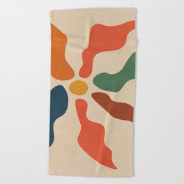 Minimal Contemporary Botanical Floral - Colorful Beach Towel