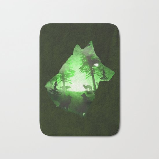 Green Wolf Bath Mat