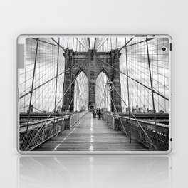 Brooklyn Bridge, New York City (rustic black & white) Laptop Skin