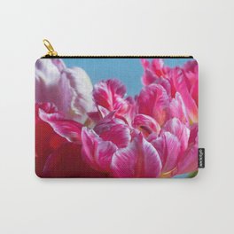 Pink Parrots Tulips petals close up III Carry-All Pouch