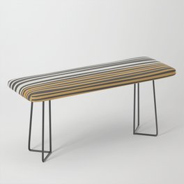 Natural Stripes Modern Minimalist Colour Block Pattern in Charcoal Grey, Mustard Gold, and Beige Cream Bench