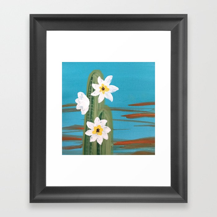 Simple Cactus Flowers Framed Art Print