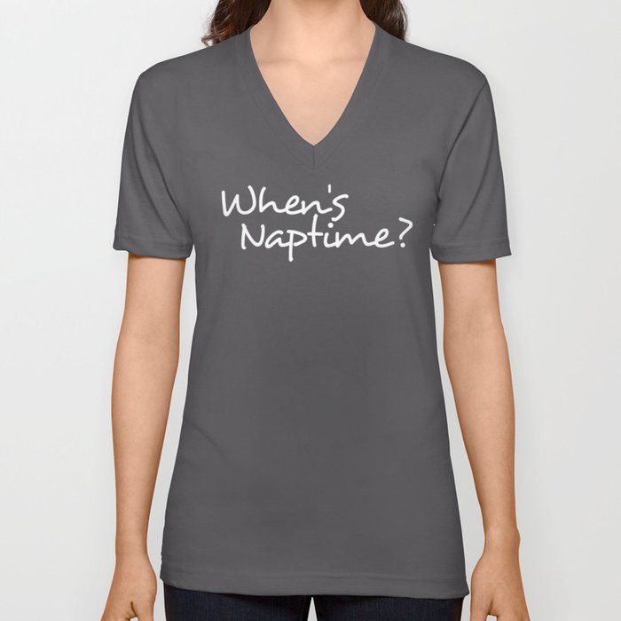 Naptime-White V Neck T Shirt