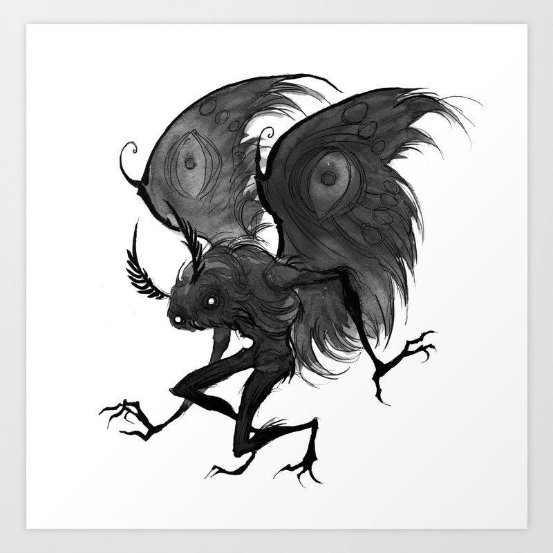 Inktober Mothman Art Print By Iren Horrors | Society6
